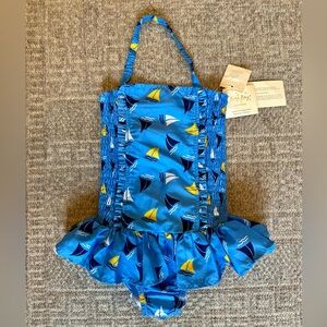 NWT Rachel Riley Sailboat Ruched swimsuit size 8